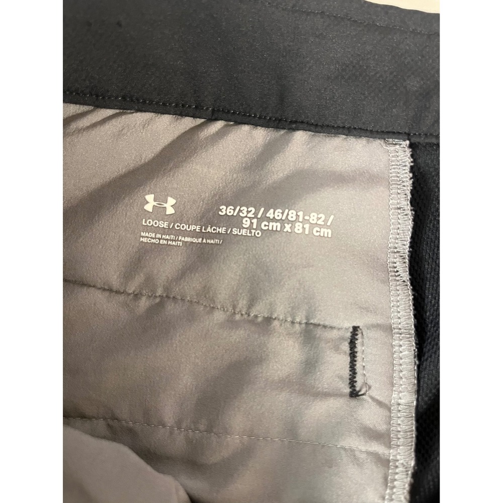 Under Armour Golf Pants Mens 36x32 Black Loose Fit Performance Trousers - Picture 3 of 6